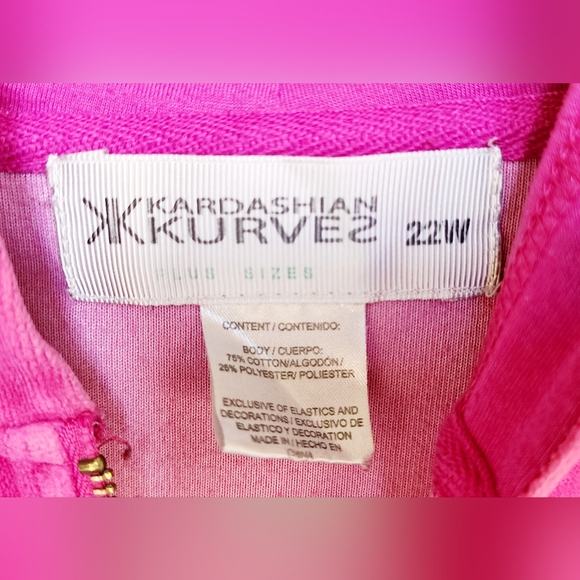 22W women KARDASHIAN Kurves pink hoodie sweatshirt sequins - Picture 7 of 15